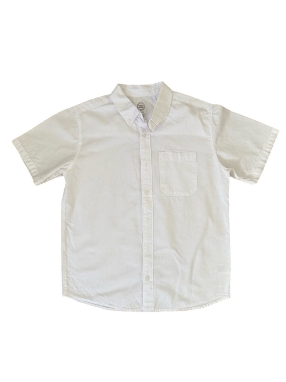 4/$25 Wonder Nation Oxford Button Down Shirt Boys XXL 18 White Short Sleeves